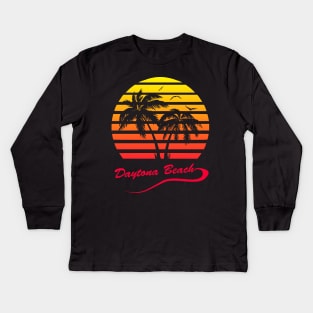 Daytona Beach 80s Sunset Kids Long Sleeve T-Shirt